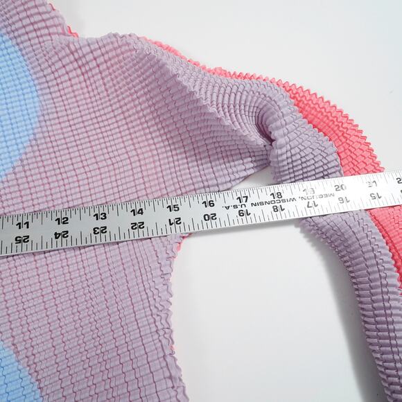 Issey Miyake Mainline Pleated Long Sleeve High Neck Top 2 Blue Pink IM58FJ187 - Picture 8 of 13